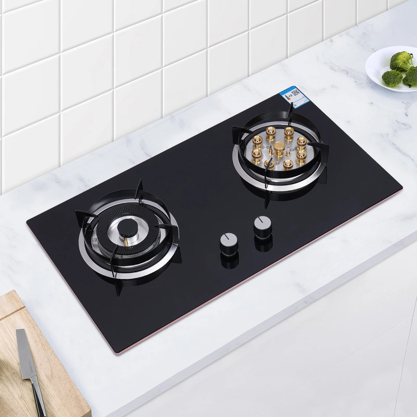 4.2KW+5.2KW Household Double Stove Hob Built in Gas Stove 2 Grade Dual-purpose Burner Natural Gas
