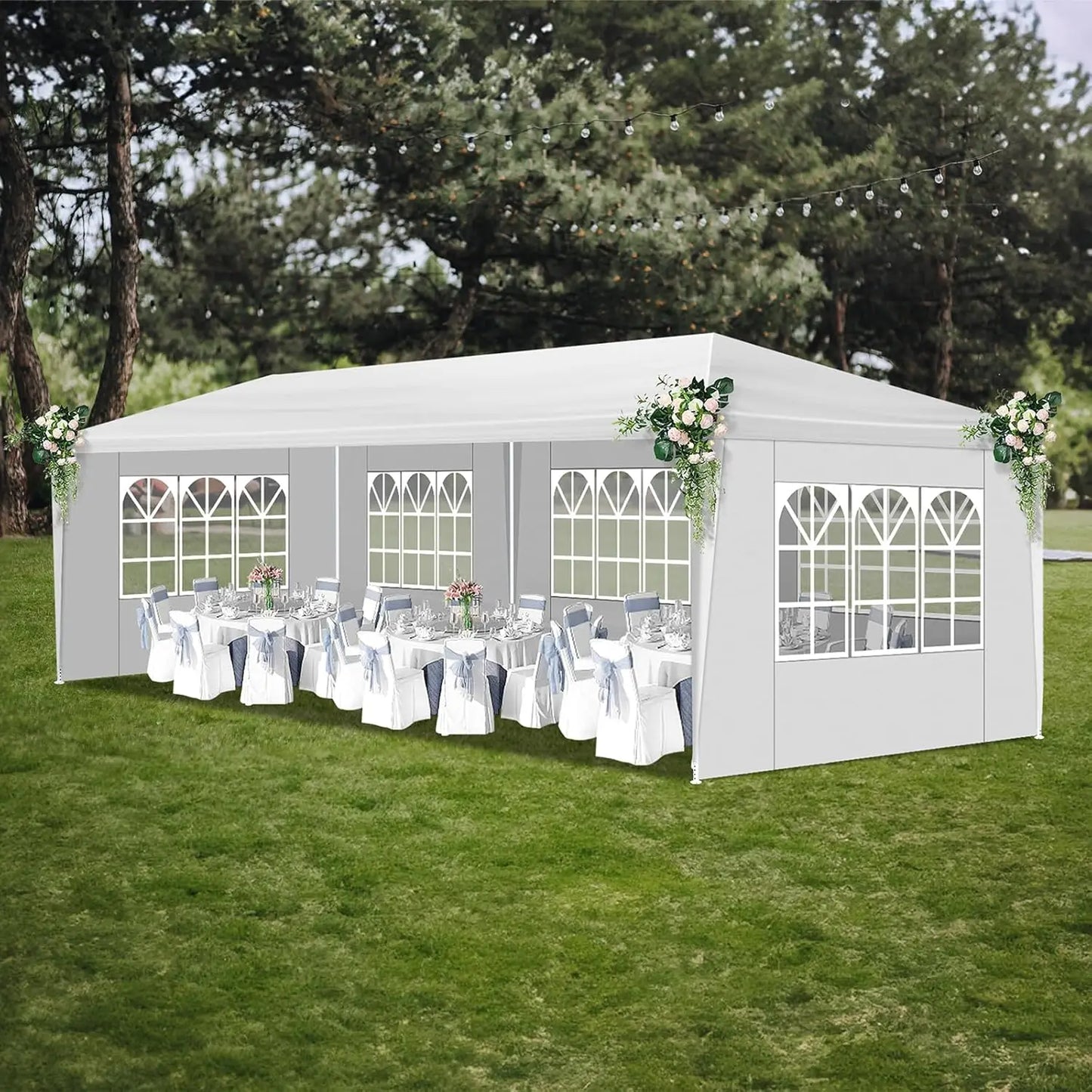 10x30 FT Party Tent, Outdoor Wedding Tents Canopy Event Tent 5 Sidewalls, Waterproof