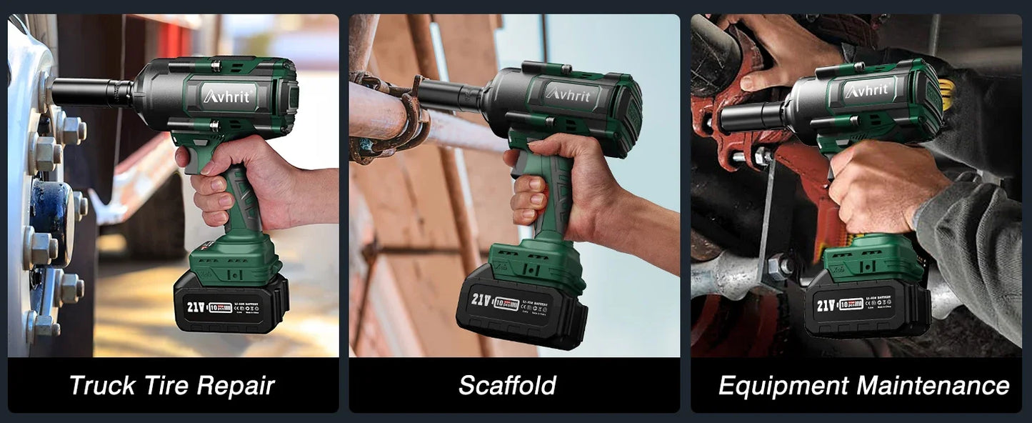 AVHRIT 1/2" Cordless Brushless Impact Wrench 1000Nm(738Ft-lbs) w/ 2x5.0Ah for Makita Power Tool Kit