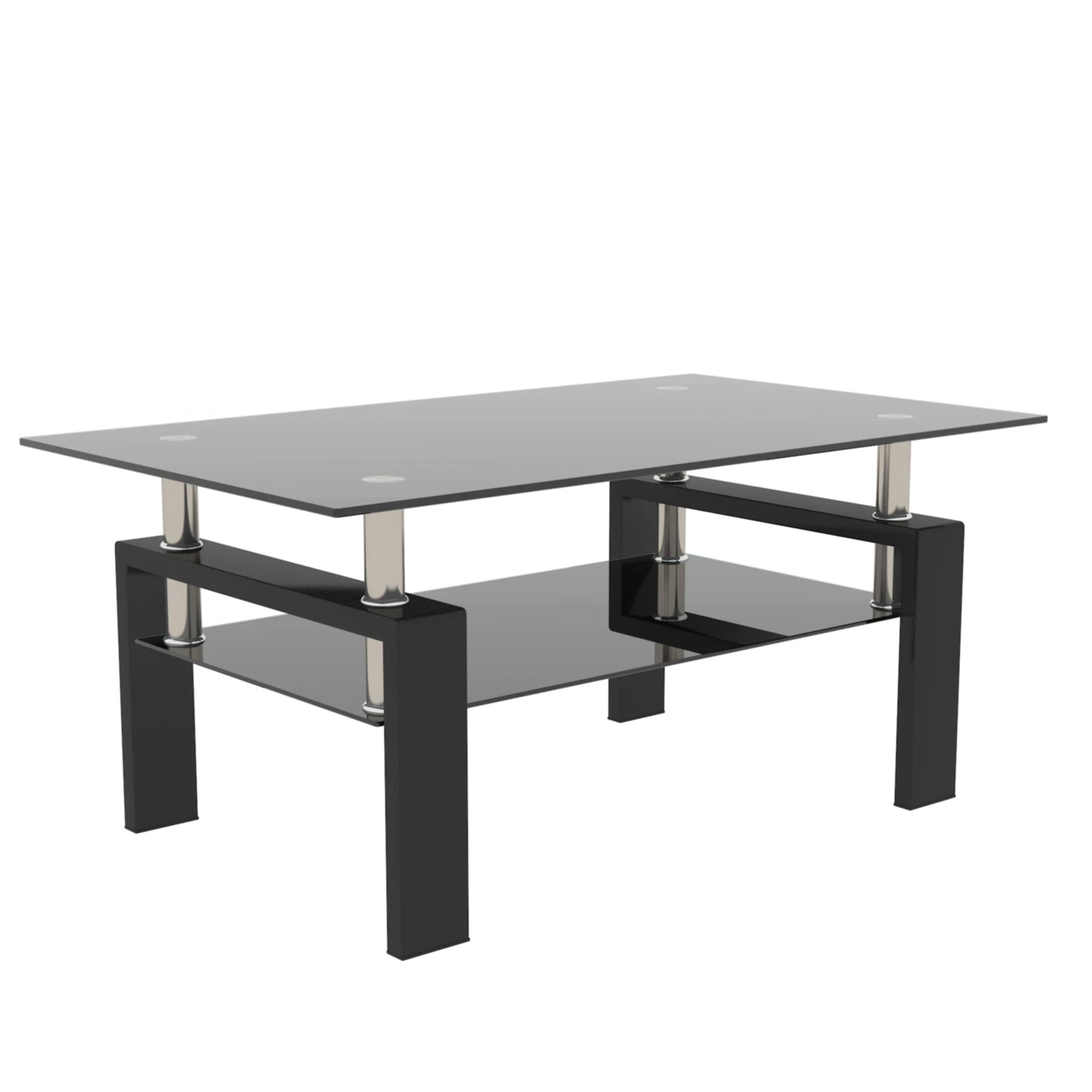 Rectangle Black Glass Coffee Table, Clear Coffee Table, Modern Side Center Tables/Furniture