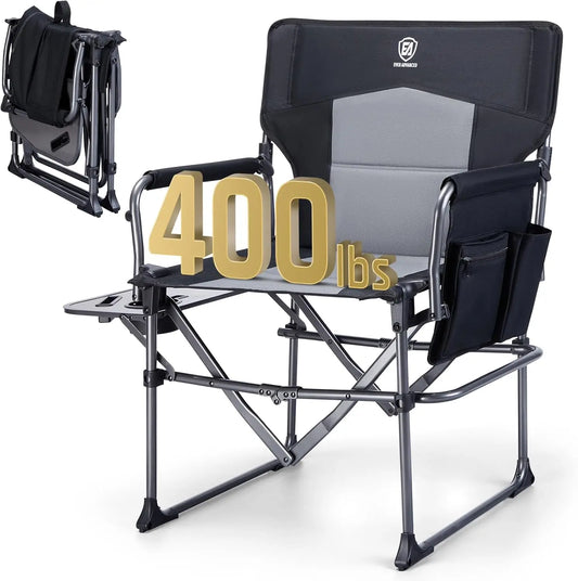 Camping Directors' Chair with Side Table, Portable Folding with Compact Size, Heavy Duty Lawn Chair