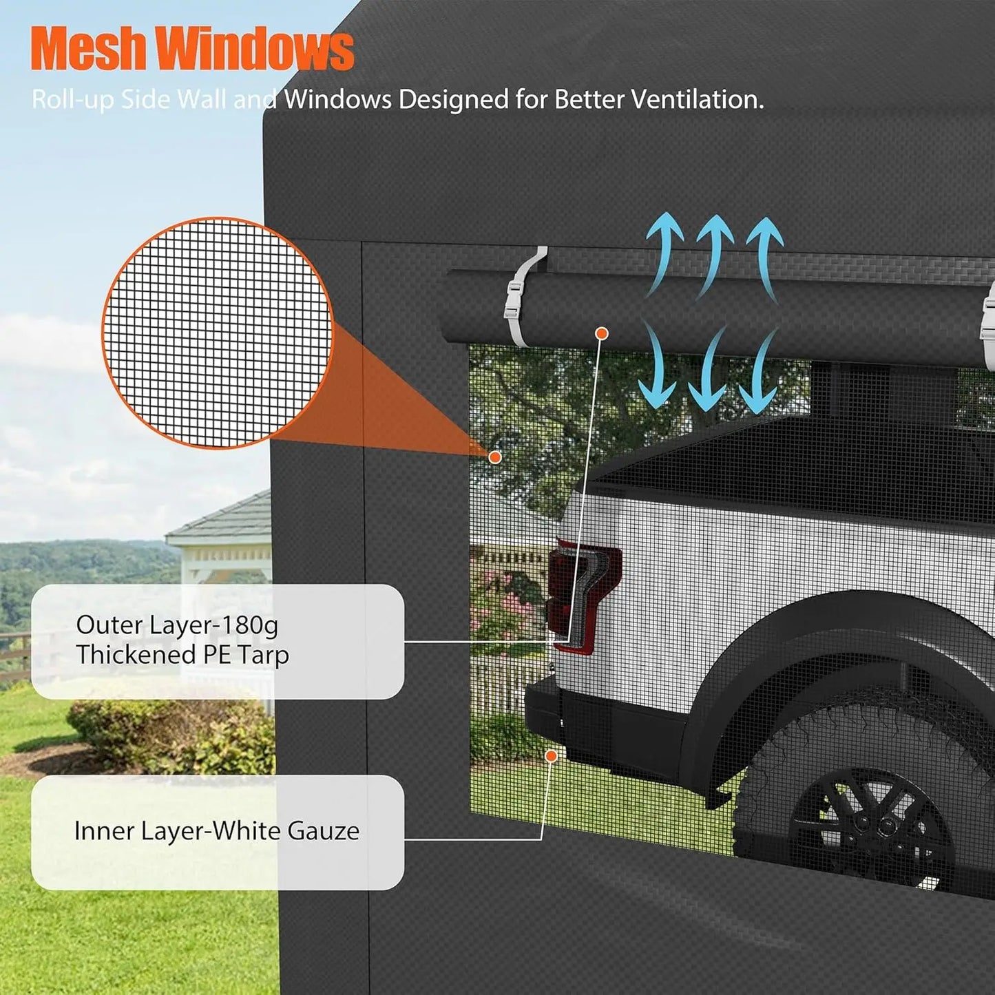 12x20 ft Heavy Duty Carport with Roll-up Windows, Portable Garage with Removable Sidewalls & Door