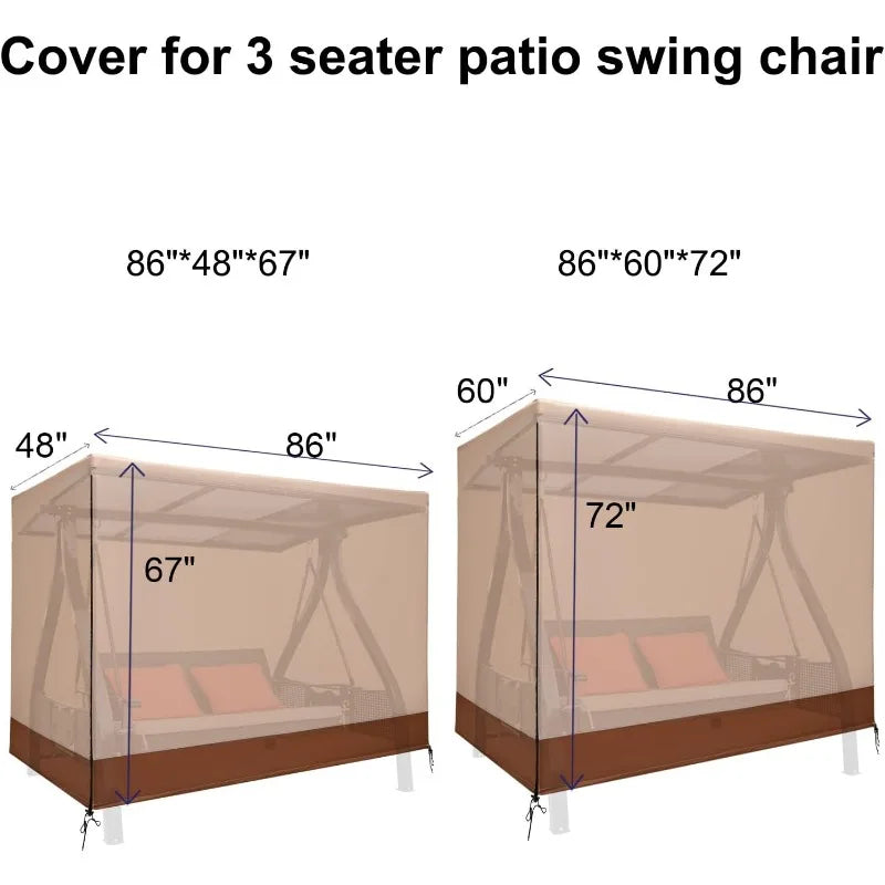 Outdoor Swing Cover 3 Triple Seater Waterproof Patio Swing Canopy Cover,Porch Swing Cover