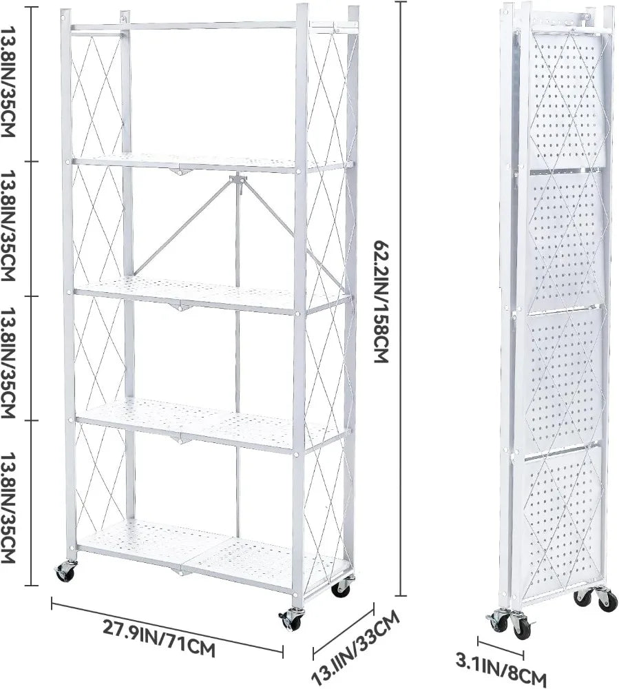 BRIAN & DANY Metal Storage Shelves - 4 Tier Shelving Unit, Folding Display Shelf Racks No Assembly