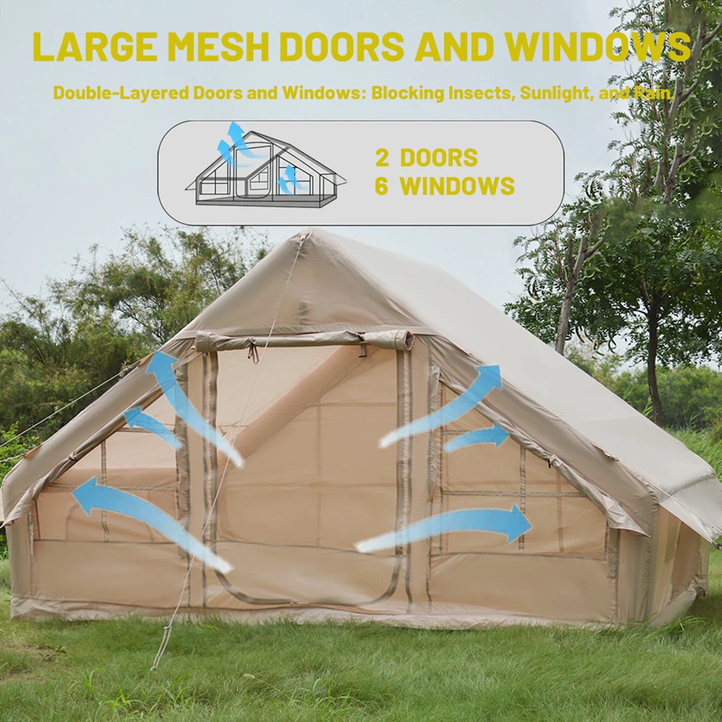 Inflatable Camping Tent Easy Setup Waterproof Windproof Outdoor Self-Supporting blow up tent