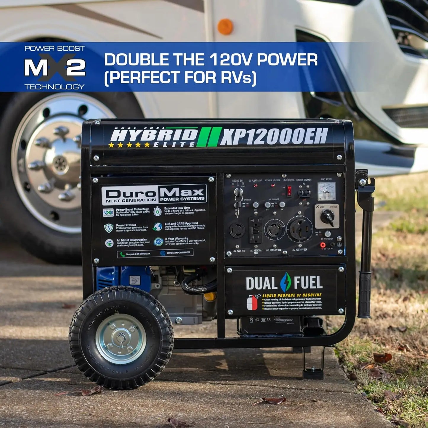 Generator-12000 Watt Gas or Propane Powered Home Back Up & RV Ready, 50 State Approved Dual Fuel