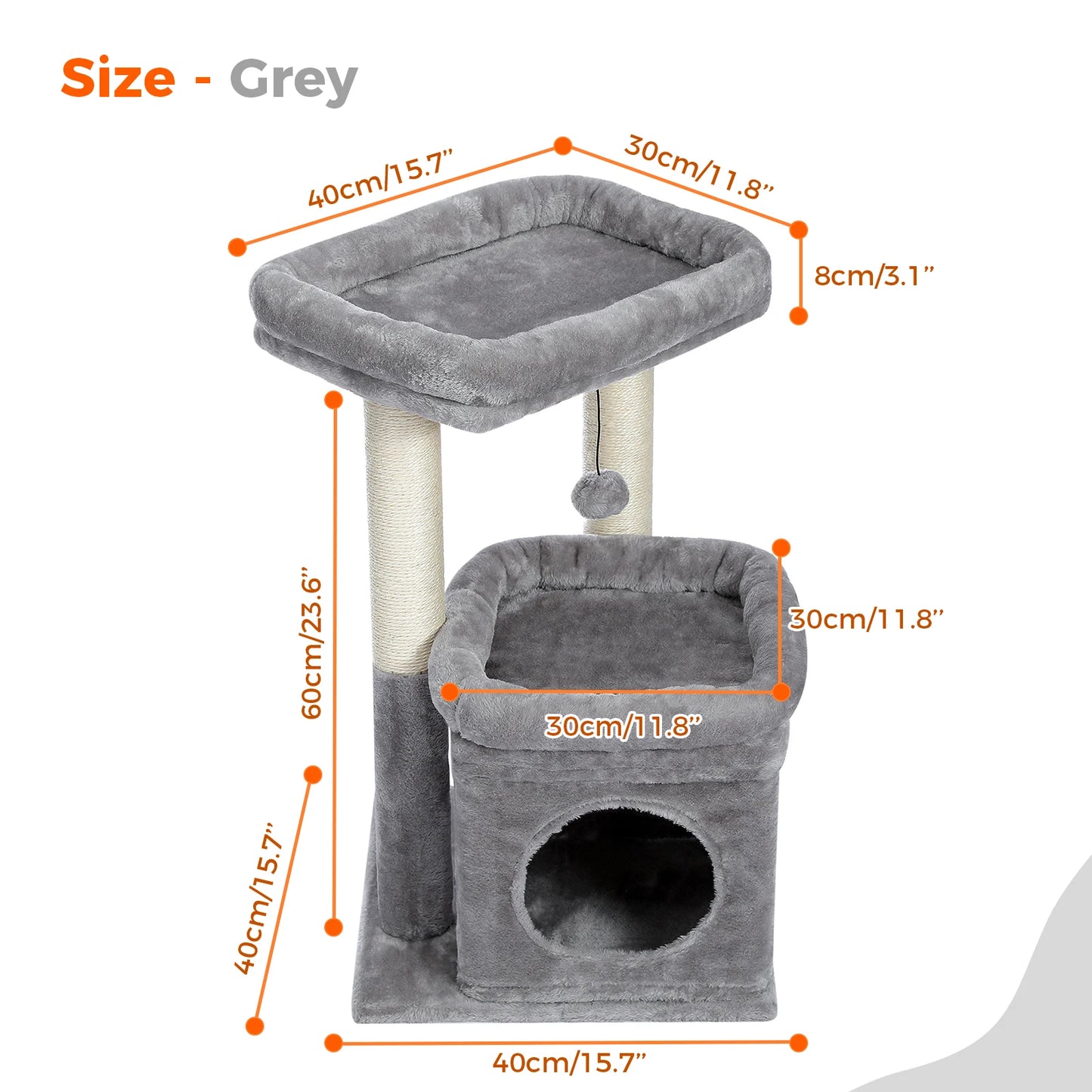 Cat Tree Cat Tower for Small Indoor Cats w/ Private Cozy Cat Condo & Natural Sisal Scratching Posts