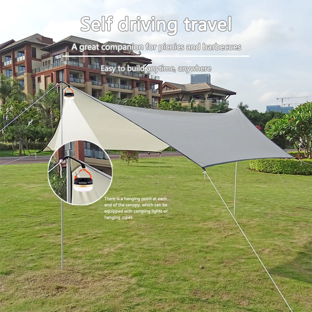 Portable Foldable 300CMx400CM Six Corners Outdoor Waterproof Camping Rain-proof Sunshade