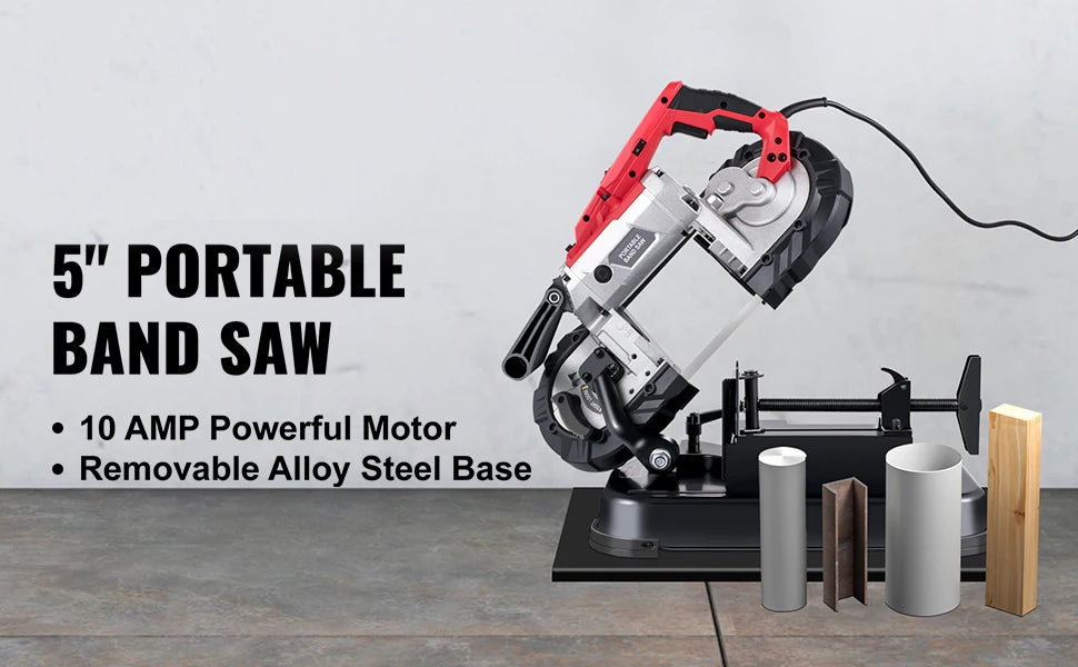 SucceBuy Portable BandSaw 5Inch Cutting Capacity Cordless Variable Speed 10Amp Motor Deep Cut