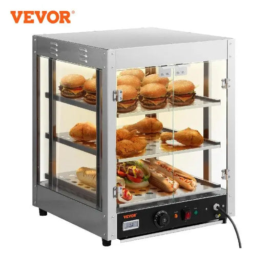 VEVOR 2/3 Tiers Countertop Food Warmer Commercial 3D Heating Pizza Pastry Warmer with Temp Knob