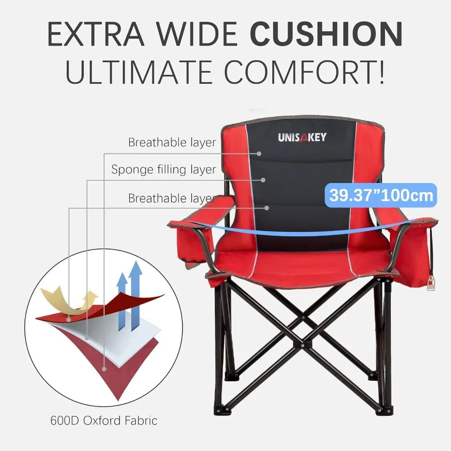 Oversized Folding Camping Chair for Adults 450lbs Support Heavy Duty Portable Lawn Chairs