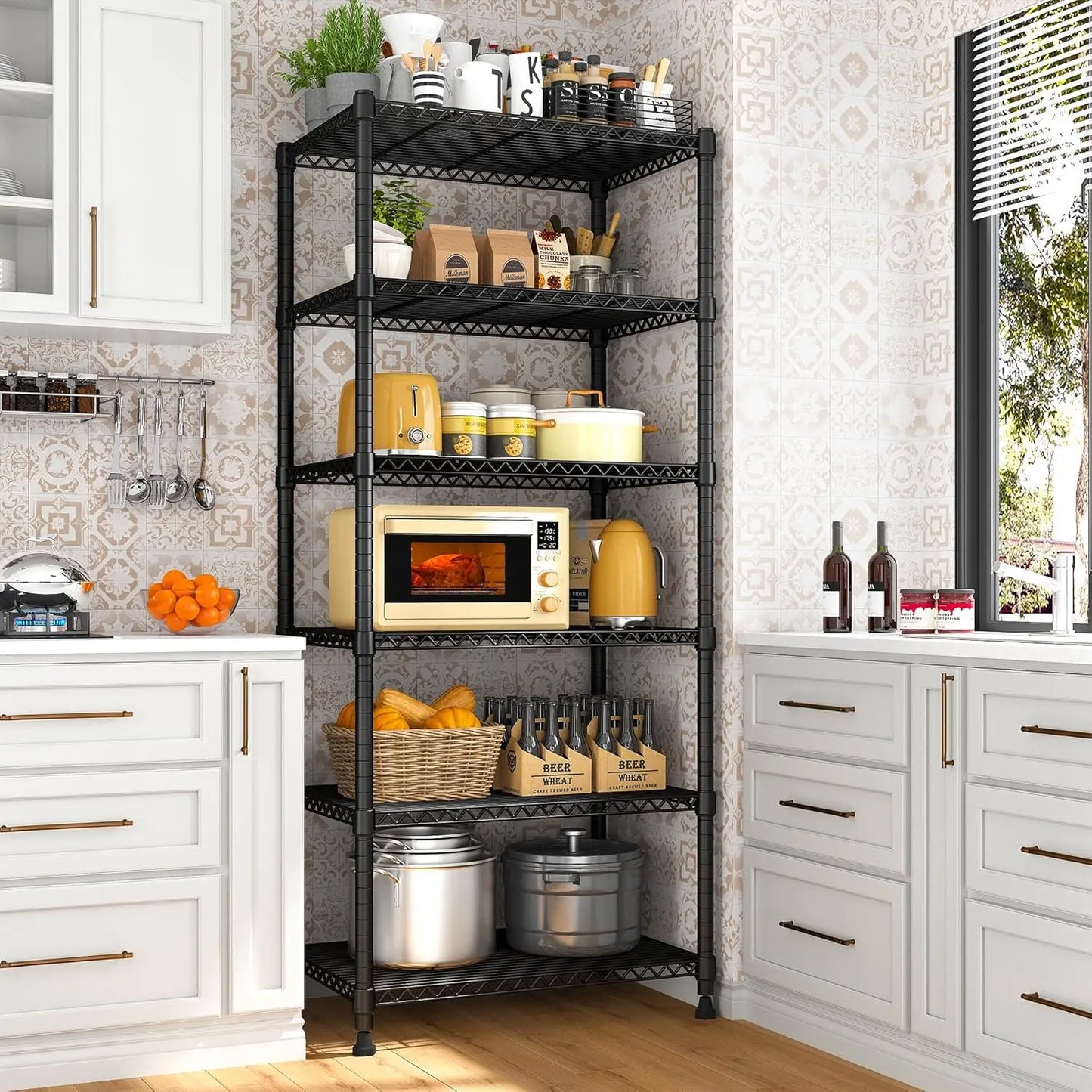 REIBII 72"H 6-Tier Heavy-Duty Wire Shelving, Metal Shelves, Garage, Pantry, 24"W x 18"D x 72"H