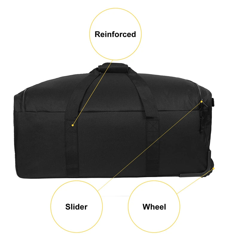 124L Large Capacity Tactical Duffel Bag Rolling Luggage for Heavy-Duty Camping Hiking Luggage