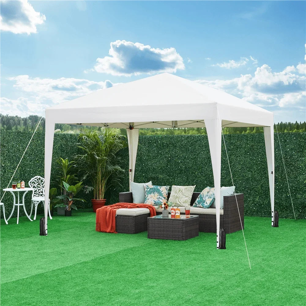 8x8/10x10ft Enclosed Pop-Up Canopy with 4 Removable Sidewalls, Portable Enclosed Instant Tent