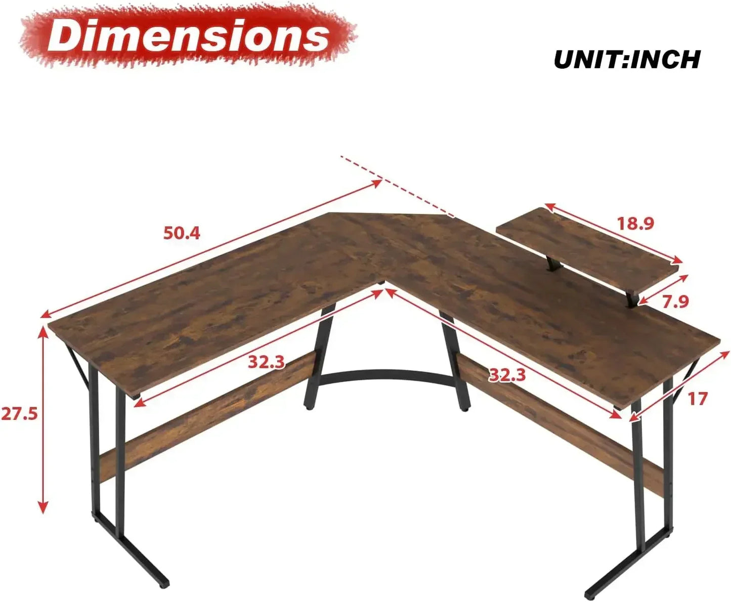 L Shaped Desk Corner Gaming Desk Computer Desk w/Large Desktop