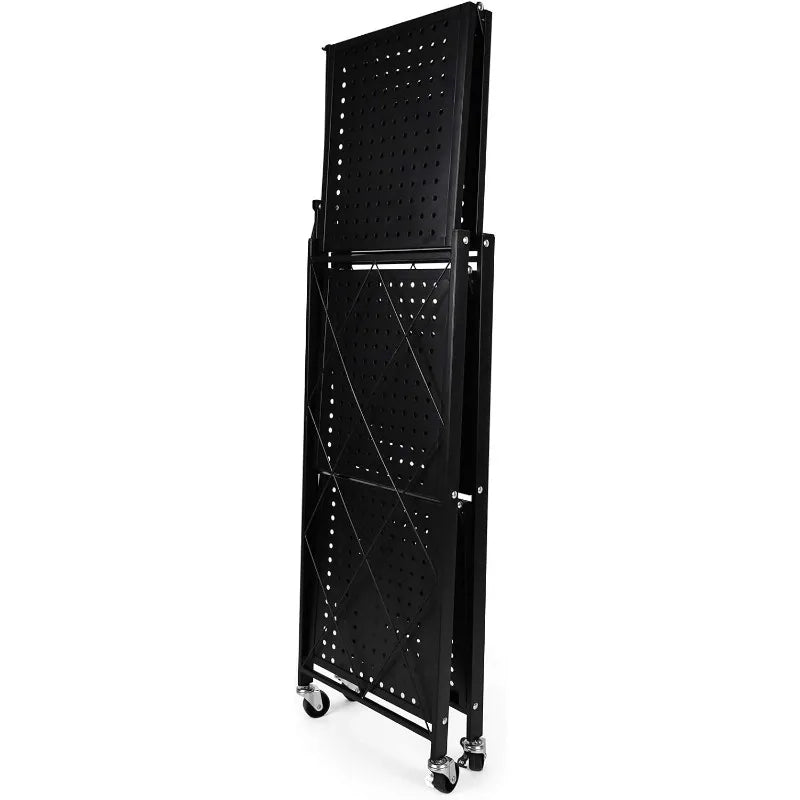 5-Tier Heavy Duty Foldable Metal Rack Storage Shelving Unit with Wheels Moving Easily Organizer