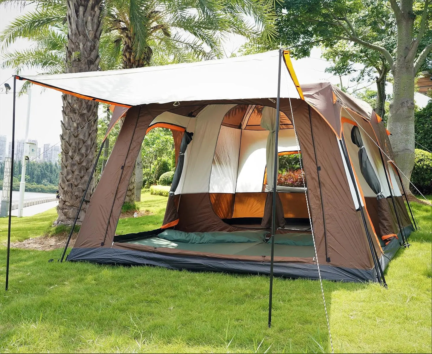 Extra Large Tent 12 Person(A) Family Cabin Tents 2 Rooms 3 Doors & 3 Windows/Waterproof Double Layer