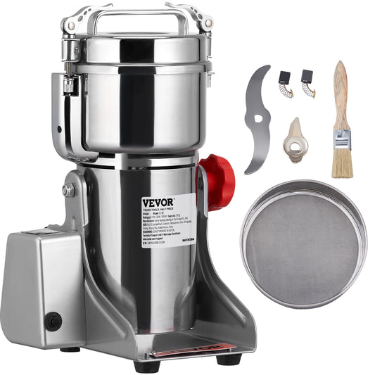 VEVOR Electric Grain Mill Grinder Stainless Steel Pulverizer Powder Machine Herbs Grains Spices