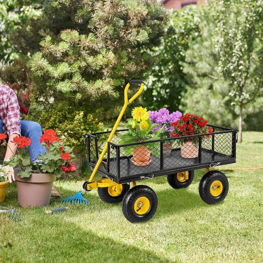 Heavy Duty Utility Garden Cart with 900 lbs Capacity Ideal/Hauling and Gardening w/Rotating Handle