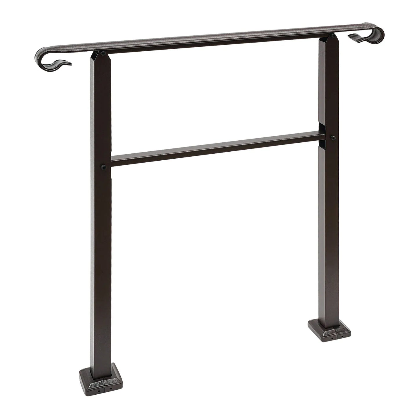 3-Step Staircase Handrail Ladder Type 881.8lbs Load-bearing For Outdoor Black/Dark Brown