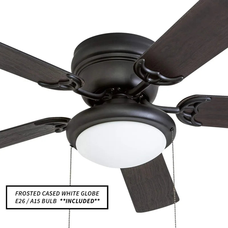 Portage Bay 50251 Hugger 52" Matte Black West Hill Ceiling Fan with Bowl Light Kit