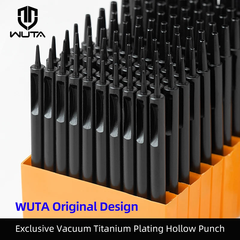 WUTA Plating Titanium Leather Hollow Punching Tool Set Round Hole Puncher DIY Craft for Leather