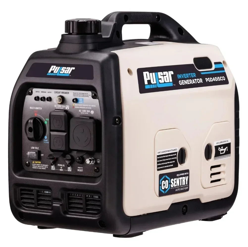 Pulsar 4000-Watt Super Quiet Gas Powered Inverter Generator with CO Sentry | USA | NEW