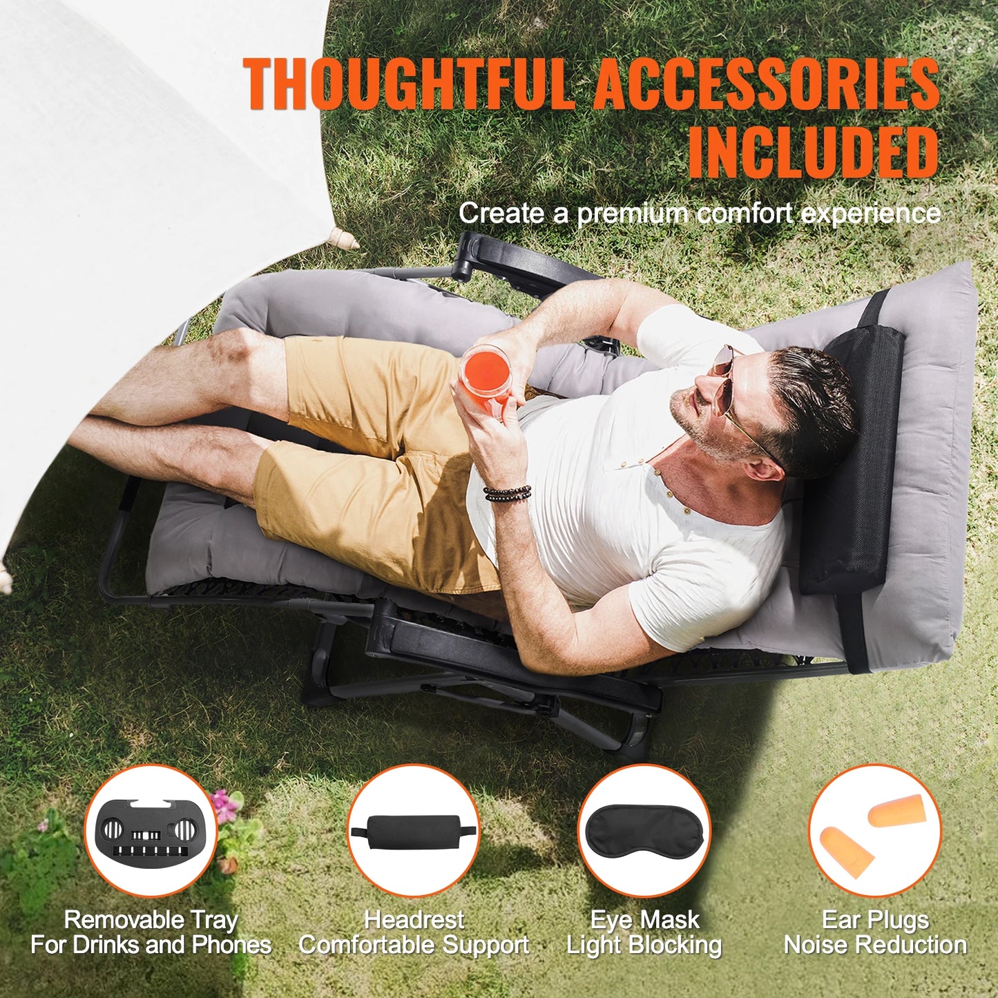 SucceBuy Zero Gravity Chair Zero Gravity Recliner Lounge Chair Adjustable Anti Gravity Chair
