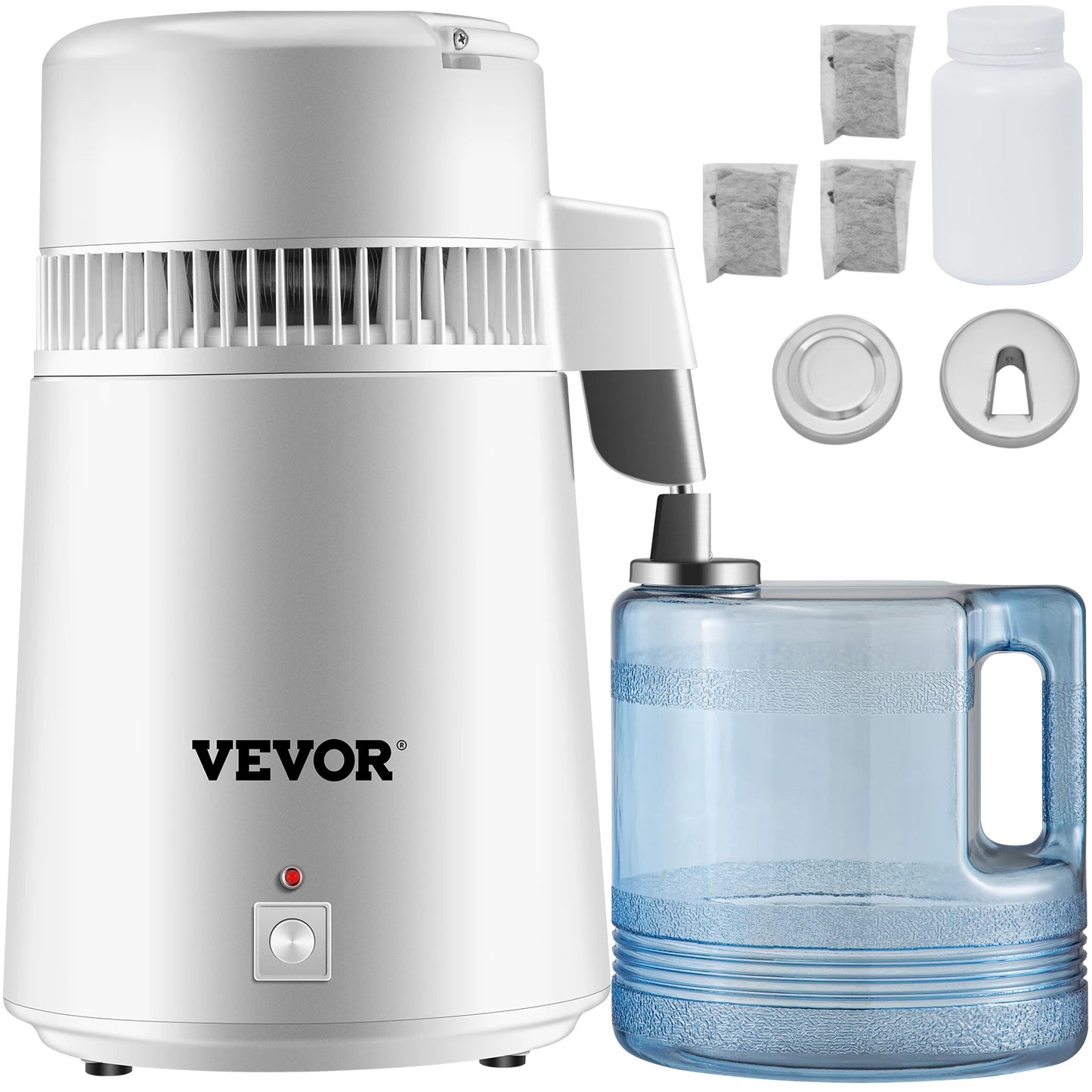 VEVOR 4L Water Distiller Purifier Filter Dispenser Heating Drinking Bottle Softener/Stainless Steel