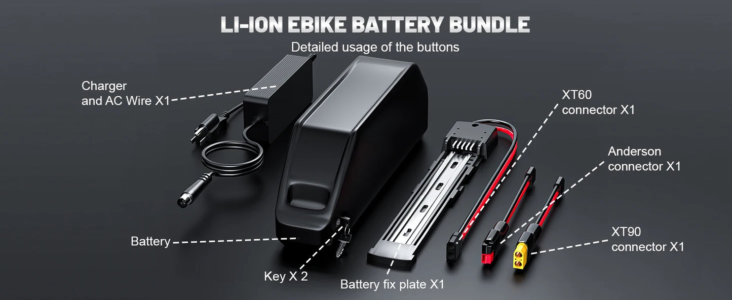 52V 20Ah Hailong EBike Battery  w/40A BMS SamSung 21700 50G Cells Lithium Electric Bicycle