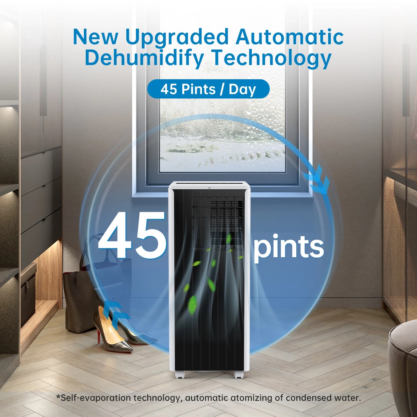 ADOOLLA Portable Air Conditioners 8000 BTU, 3-In-1 AC Cooling Unit, 2 Speeds, 24H Timer, Low noise