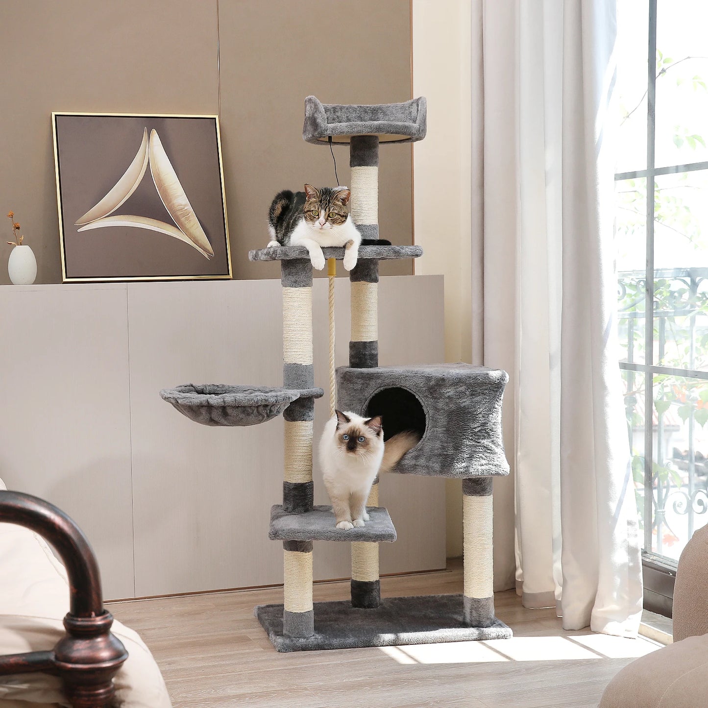 Cat Tree Tower House Condo Perch Entertainment Scratching for Kitten Multi-Level Tower