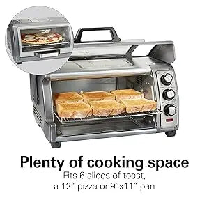 Beach Toaster Oven Air Fryer Combo w/Large Capacity, 6 Slices or 12” Pizza, 4 Functions+Convection