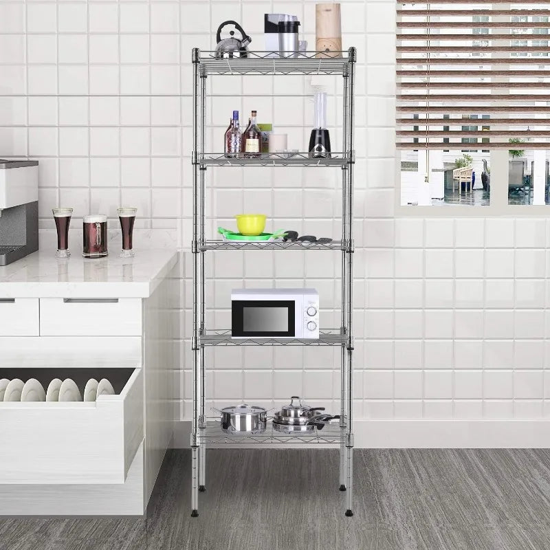 Storage Shelves 2100Lbs Capacity, 6-Shelf on Casters 48" L×18" W×72" H Commercial Wire Shelving Unit