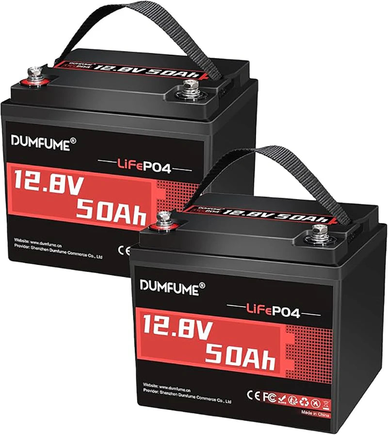 Dumfume 12.8V 50Ah LiFePO4 Lithium Battery 50A BMS 640W Rechargeable Grade A+ Cells