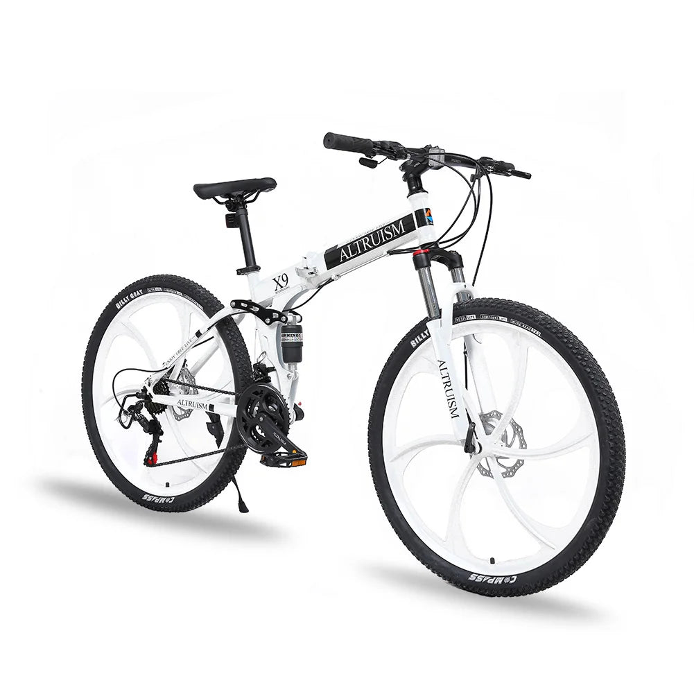 26 Inch Mountain Bike 21 Speed Dual Suspension Adult Bicycle with Adjustable Disc Brake