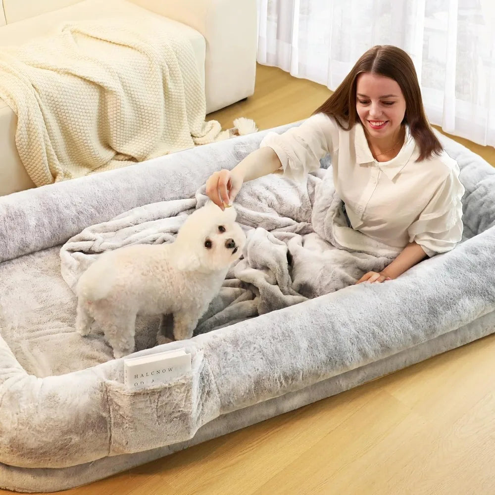 Human Dog Bed for Adults, 71" Long Human Size Dog Bed, Washable Cover, Waterproof, Orthopedic Design