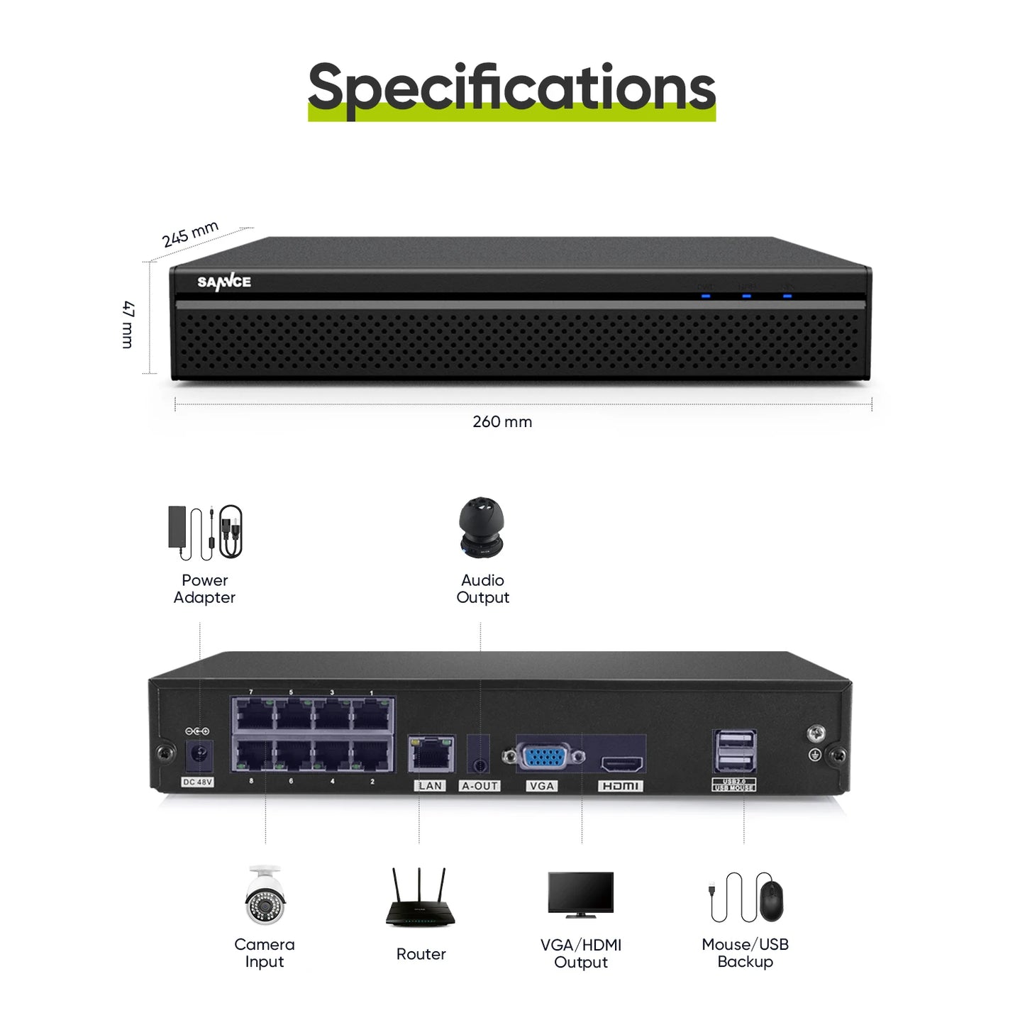 SANNCE 8MP FHD PoE Network Video Security System 8MP CCTV / NVR System 8MP 5MP 3MP 1080P PoE IP