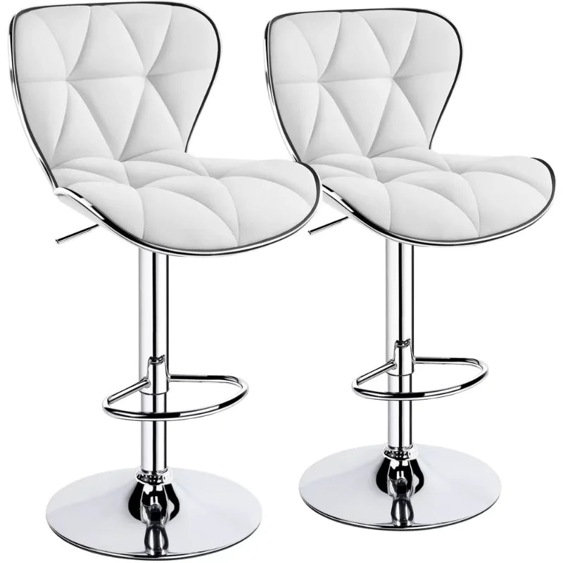 Alden Design Adjustable Midback Faux Leather Bar Stool, Set of 2, - My Store