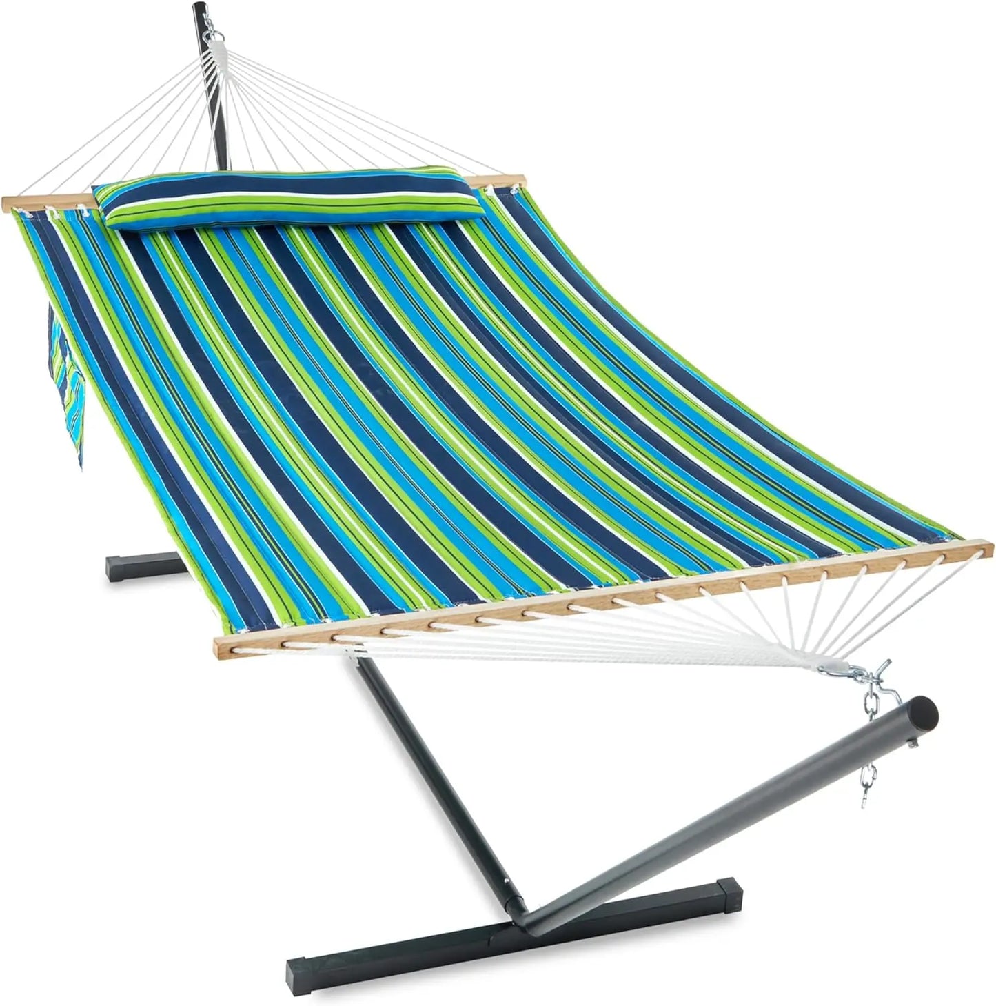 Hammock with Stand, Extra Large Removable Pillow, Side Pockets, 475lbs Capacity, Double Hammock