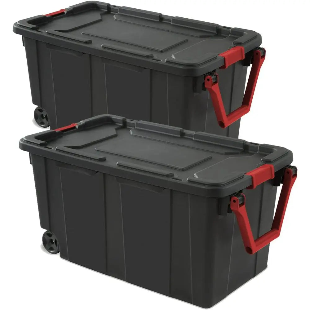 40 Gallon 2-Pack Heavy-Duty Plastic Storage Bins with Lids and Secure Buckles