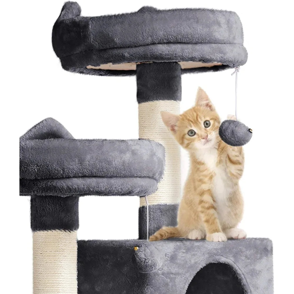 Cat Tree Cats Tower Cat Condo with Platform & Hammock, Scratching Posts for Kittens/62.2inches