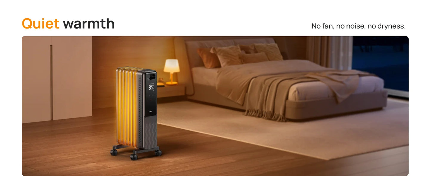 DREO Oil Filled Radiator, Electric Radiant Heaters, Large Room w/Remote Control, Child Lock