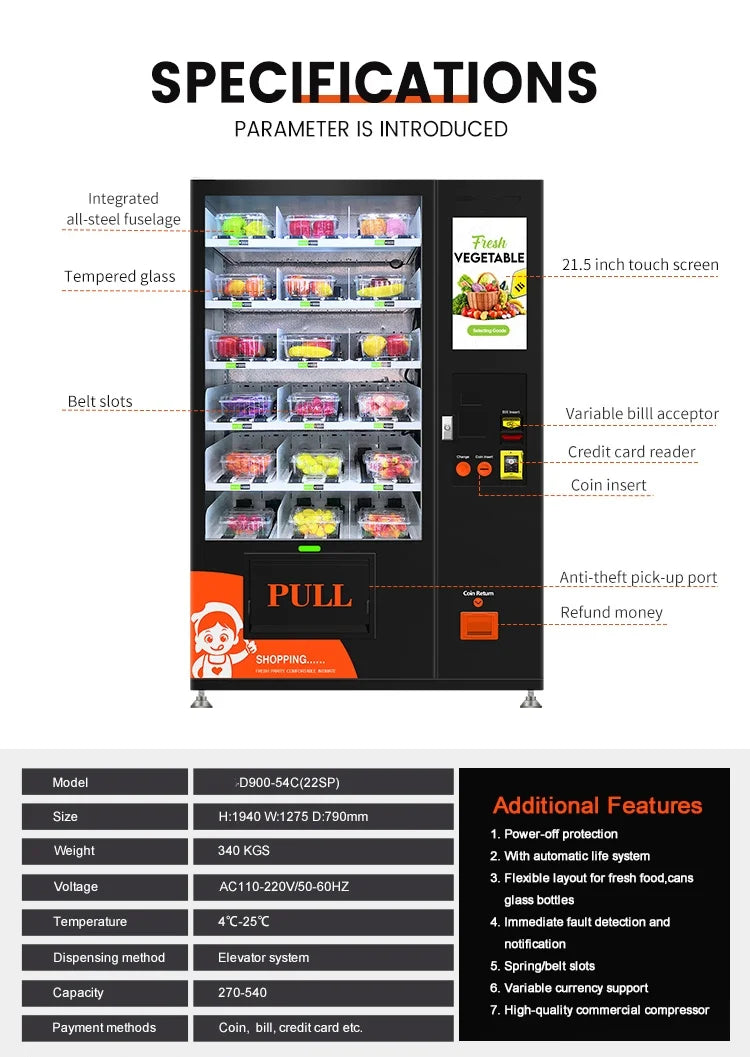 Smart Vending Machine Large Touch Screen/Cold Drink Automatic Drinks Snack Combo Vending Machine