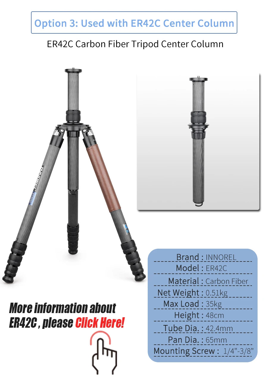 INNOREL ST424C Carbon Fiber Tripod Monopod /DSLR Camera Camcorder w/ 75mm Bowl Adapter 42.4mm Tube