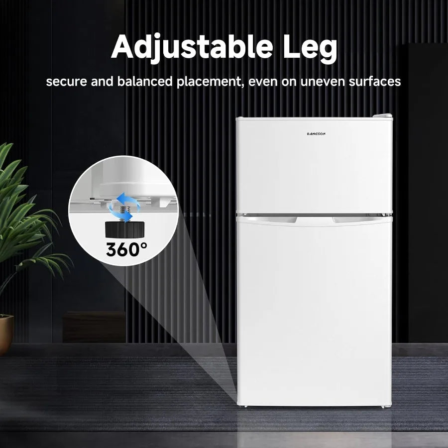 Compact 2Door Mini Fridge with Freezer for Bedroom Office Dorm Garage or RV Use 3.2 CU.FT