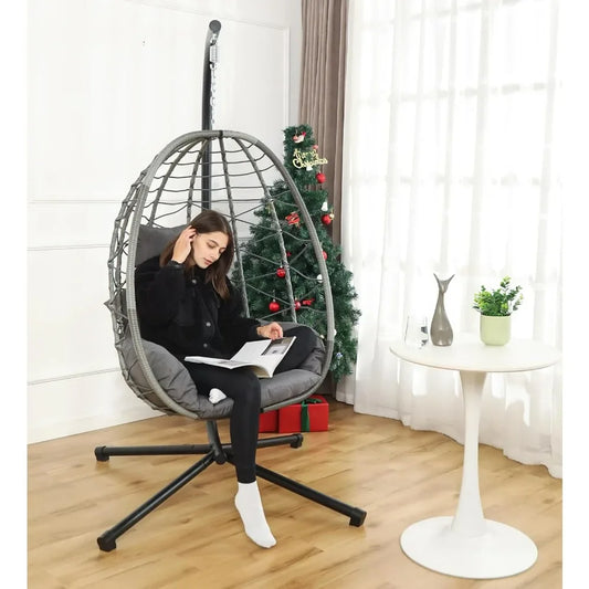 Swing Egg Chair w/Stand, Hanging Chair Nest Basket, UV Resistant, 350LBS Capacity