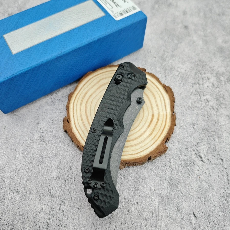 Curved-edge Folding Knife BM865 with D2 Blade and G10 Handle. A Man's Toy