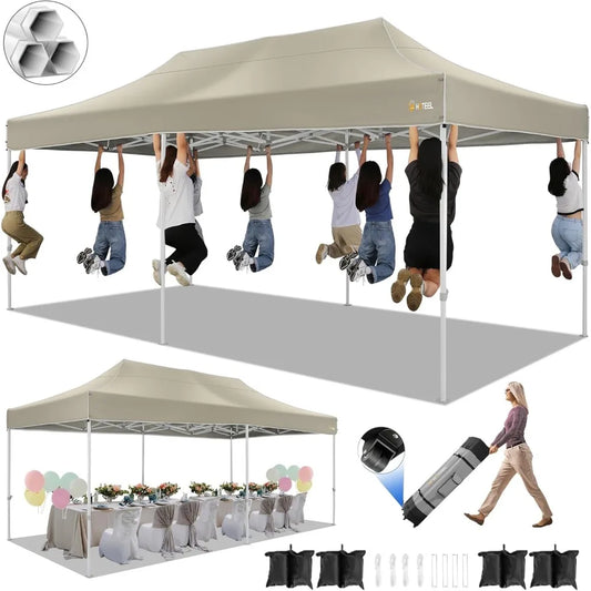 HOTEEL 10x20 Pop up Canopy Tent, Heavy Duty Easy Setup Tent Without Sidewalls
