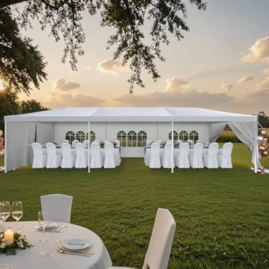 10x30 FT Heavy Duty Party Tent - Waterproof Outdoor Canopy for Weddings, Events & Backyard, White